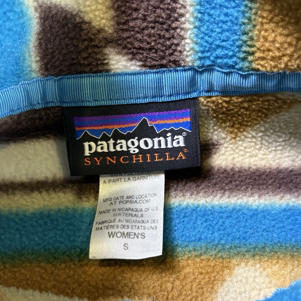 Patagonia Aztec Synchilla Snap T Fleece Pullover Womens Small Geometric Hiking - Picture 4 of 8